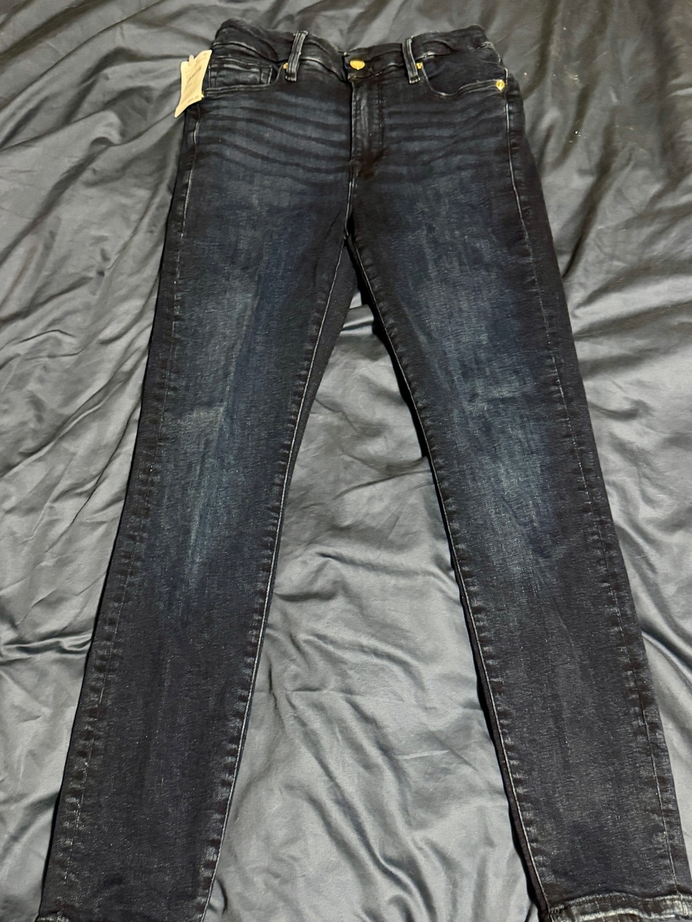 Good American Black Skinny Jeans with Subtle Fade
